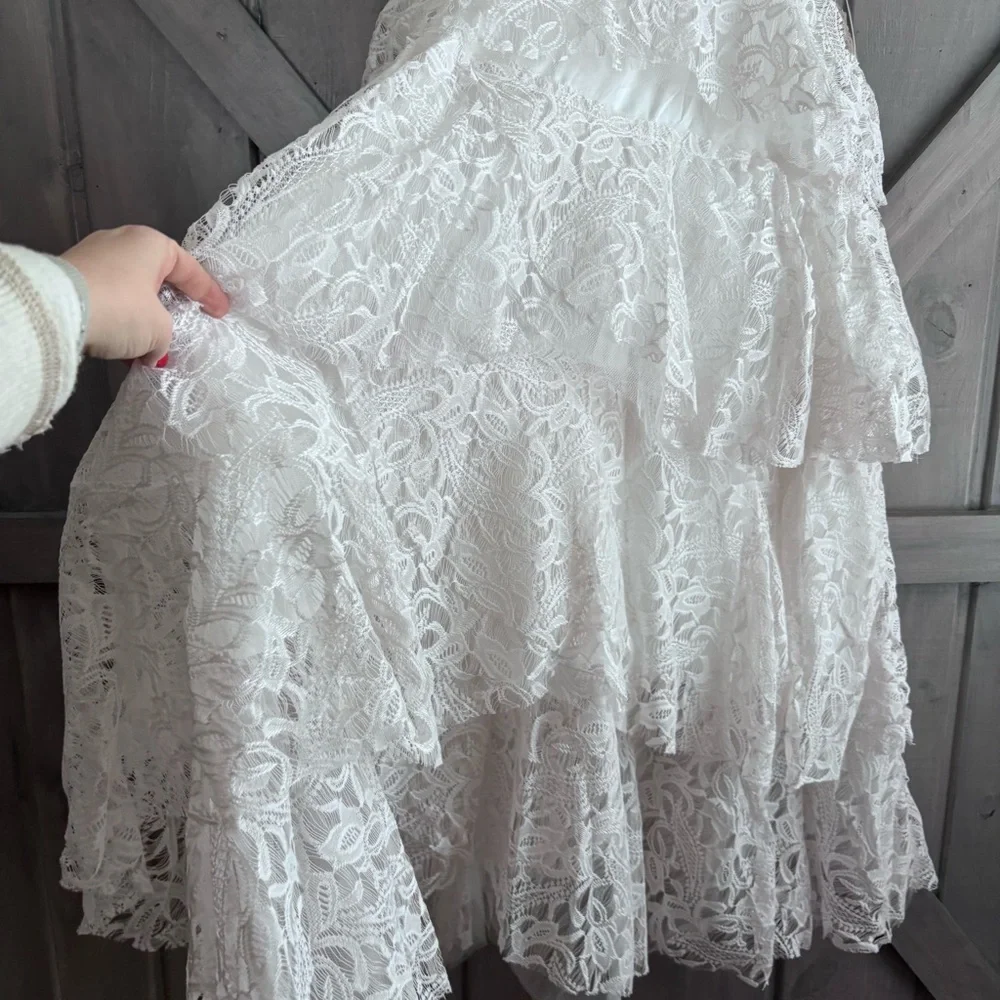 NWT Joyfolie Azalea Dress White Cream Lace‎ Tiered Gown Flower girl wedding
